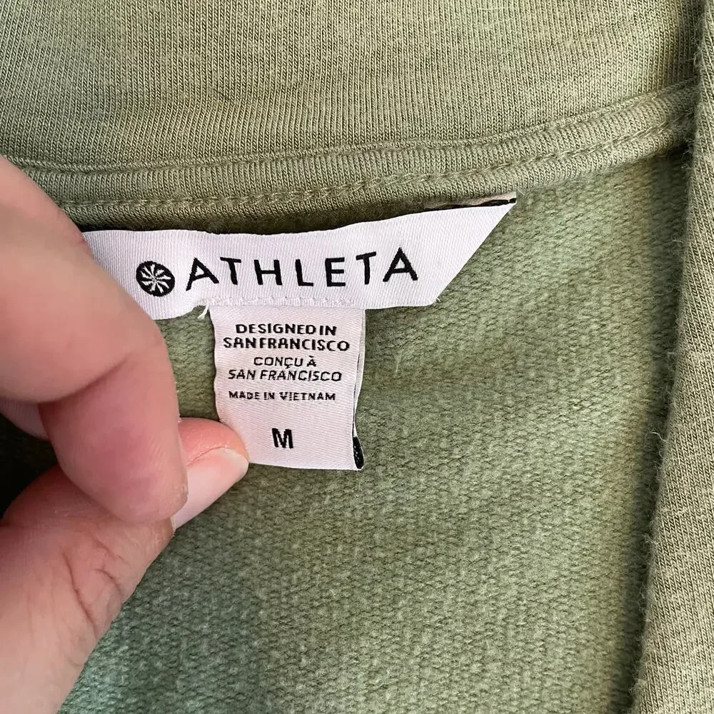 Athleta Purana V-Neck Wrap Sweater Shirt Sweatshirt Womens Medium Green